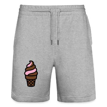 Logo du cornet de glace souple - Short de jogging bio TRAINER Stanley/Stella unisexe - gris chiné - Devant - Nik (191cm) & Marisol (170cm)