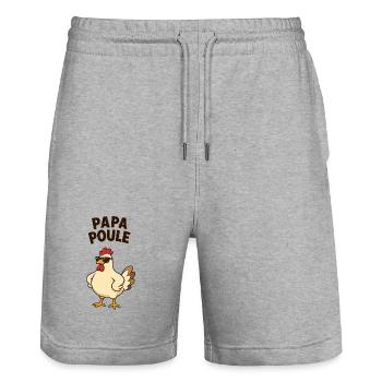 Papa poule - Short de jogging bio TRAINER Stanley/Stella unisexe - gris chiné - Devant - Nik (191cm) & Marisol (170cm)