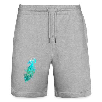 Splash Art Blue Peacock - Short de jogging bio TRAINER Stanley/Stella unisexe - gris chiné - Devant - Nik (191cm) & Marisol (170cm)