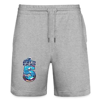 Ready to Dive Into Shark Design, Cute Ocean Marine - Stanley/Stella Trainer Unisex Organic Jogging Shorts - heather grey - Front - Nik (191cm) & Marisol (170cm)