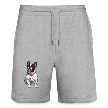French Bulldog Lover - Short de jogging bio TRAINER Stanley/Stella unisexe - gris chiné - Devant - Nik (191cm) & Marisol (170cm)
