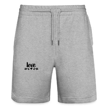 Love Heart Arrows Design - Short de jogging bio TRAINER Stanley/Stella unisexe - gris chiné - Devant - Nik (191cm) & Marisol (170cm)