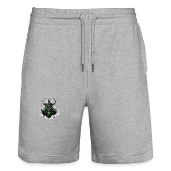 Viking Odin Skull - Stanley/Stella Trainer Unisex Organic Jogging Shorts - heather grey - Front - Nik (191cm) & Marisol (170cm)