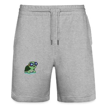 Baby Schildkröte Kröte Schwimmbrille Schwimmen - Stanley/Stella Unisex Bio Joggingshorts Trainer  - Grau meliert - Vorne - Nik (191cm) & Marisol (170cm)