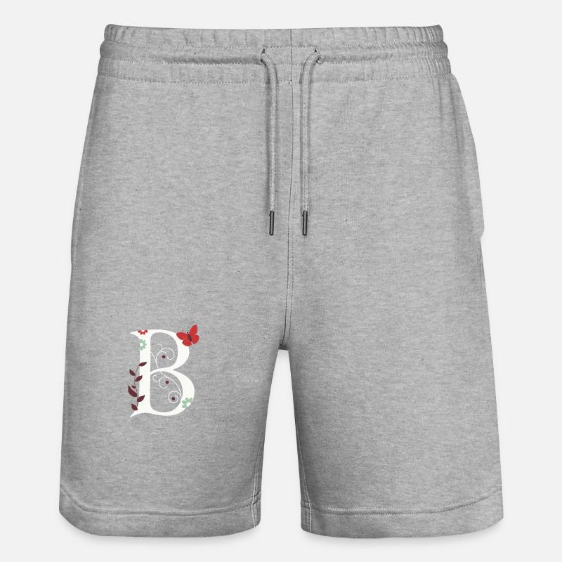 Buchstabe B Monogramm Retro - Stanley/Stella Unisex Bio Joggingshorts Trainer  - Grau meliert