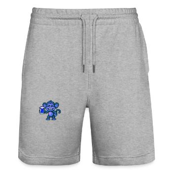 Monkey Beer Party Funny - Stanley/Stella Trainer Unisex Organic Jogging Shorts - heather grey - Front - Nik (191cm) & Marisol (170cm)