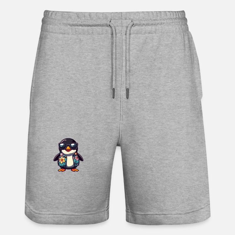 Pinguin Comic Urlaub - Stanley/Stella Unisex Bio Joggingshorts Trainer  - Grau meliert