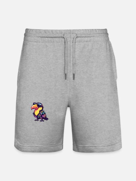 Toucan Bird Comic Holiday - Stanley/Stella Trainer Unisex Organic Jogging Shorts - heather grey