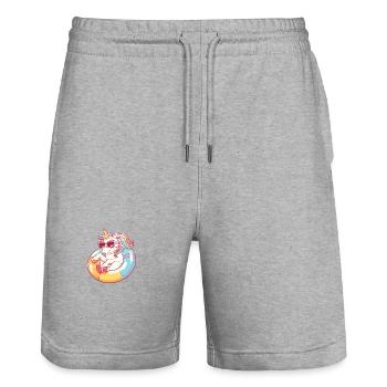 Licorne Bande Dessinée Cool - Short de jogging bio TRAINER Stanley/Stella unisexe - gris chiné - Devant - Nik (191cm) & Marisol (170cm)