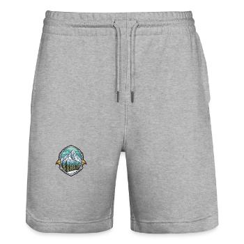 Alps Ski Mountains - Stanley/Stella Trainer Unisex Organic Jogging Shorts - heather grey - Front - Nik (191cm) & Marisol (170cm)