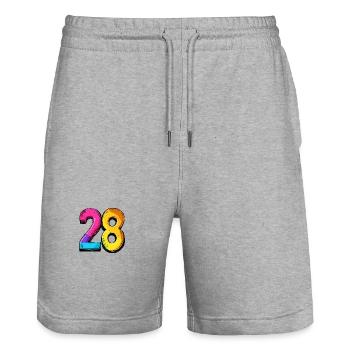 28 Zahl symbol - Stanley/Stella Unisex Bio Joggingshorts Trainer  - Grau meliert - Vorne - Nik (191cm) & Marisol (170cm)