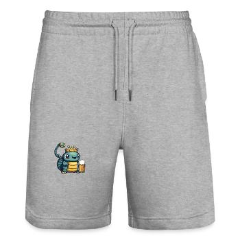 Worm Bière Drôle - Short de jogging bio TRAINER Stanley/Stella unisexe - gris chiné - Devant - Nik (191cm) & Marisol (170cm)