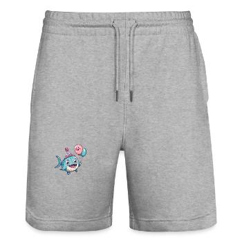 Piranha Pisces Birthday Baby - Stanley/Stella Trainer Unisex Organic Jogging Shorts - heather grey - Front - Nik (191cm) & Marisol (170cm)