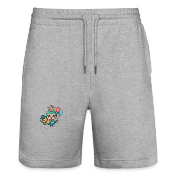 Peacock Bird Birthday Baby - Stanley/Stella Trainer Unisex Organic Jogging Shorts - heather grey - Front - Nik (191cm) & Marisol (170cm)