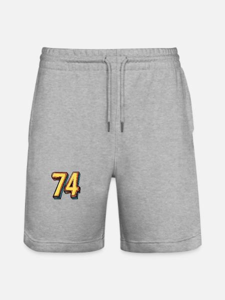 74 Number Symbol - Stanley/Stella Trainer Unisex Organic Jogging Shorts - heather grey