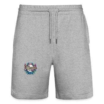 Malle 2025 Team - Stanley/Stella Trainer Unisex Organic Jogging Shorts - heather grey - Front - Nik (191cm) & Marisol (170cm)