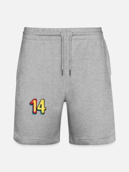 14 Number symbol - Stanley/Stella Trainer Unisex Organic Jogging Shorts - heather grey