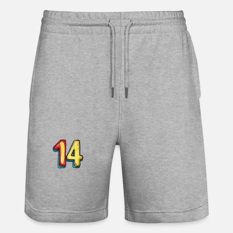 14 Symbole numérique - Short de jogging bio TRAINER Stanley/Stella unisexe - gris chiné
