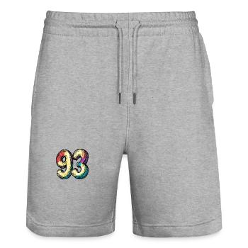 93 Number Symbol - Stanley/Stella Trainer Unisex Organic Jogging Shorts - heather grey - Front - Nik (191cm) & Marisol (170cm)