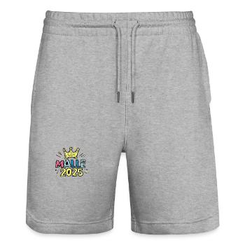 Malle 2025 - Short de jogging bio TRAINER Stanley/Stella unisexe - gris chiné - Devant - Nik (191cm) & Marisol (170cm)