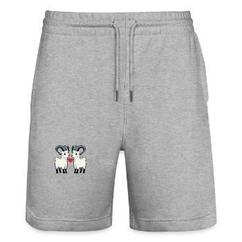 Bergziege Paar Ziege Valentinstag - Stanley/Stella Unisex Bio Joggingshorts Trainer  - Grau meliert - Vorne - Nik (191cm) & Marisol (170cm)