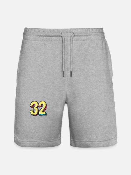32 Number symbol - Stanley/Stella Trainer Unisex Organic Jogging Shorts - heather grey