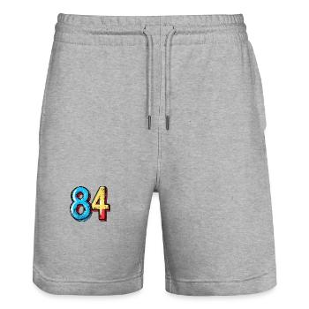 84 Zahl Symbol - Stanley/Stella Unisex Bio Joggingshorts Trainer  - Grau meliert - Vorne - Nik (191cm) & Marisol (170cm)