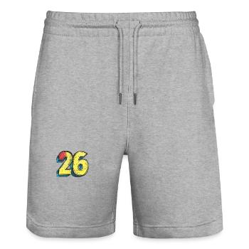 26 Zahl symbol - Stanley/Stella Unisex Bio Joggingshorts Trainer  - Grau meliert - Vorne - Nik (191cm) & Marisol (170cm)