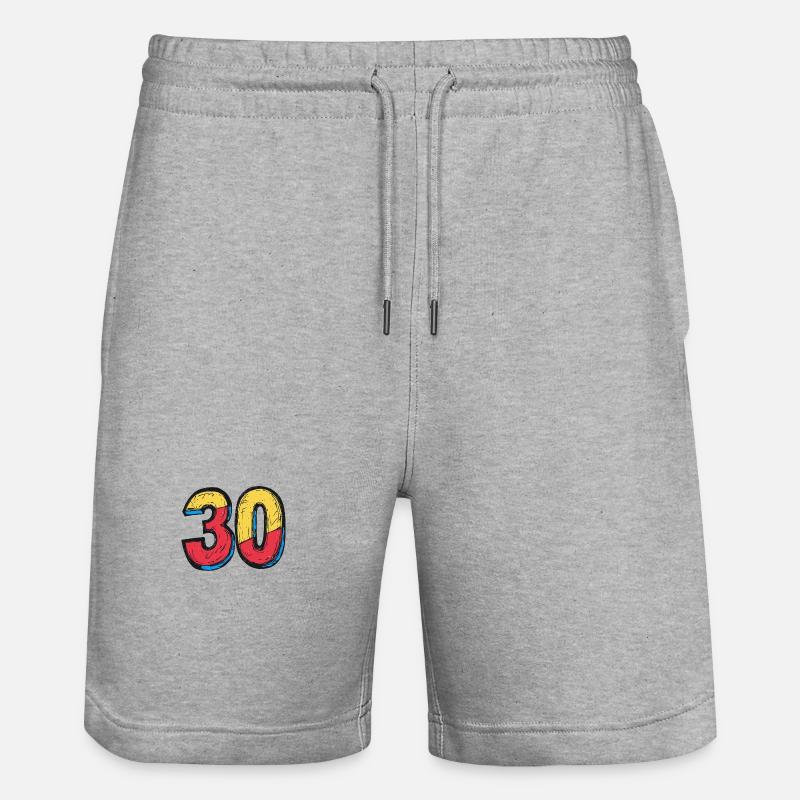 30 Symbole numérique - Short de jogging bio TRAINER Stanley/Stella unisexe - gris chiné