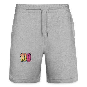 Symbole du chiffre 100 - Short de jogging bio TRAINER Stanley/Stella unisexe - gris chiné - Devant - Nik (191cm) & Marisol (170cm)