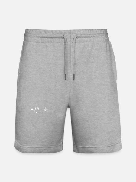 Hemp Leaf Pulse Heartbeat Cannabis - Stanley/Stella Trainer Unisex Organic Jogging Shorts - heather grey