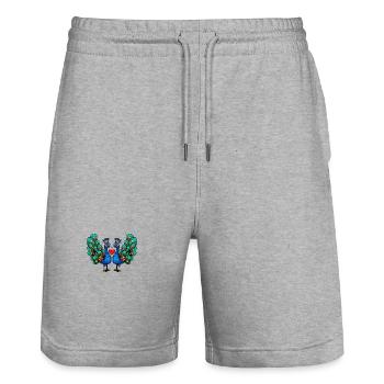 Peacock Bird Couple e Valentine's Day - Stanley/Stella Trainer Unisex Organic Jogging Shorts - heather grey - Front - Nik (191cm) & Marisol (170cm)