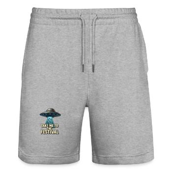 Emmenez-moi au Festival - Short de jogging bio TRAINER Stanley/Stella unisexe - gris chiné - Devant - Nik (191cm) & Marisol (170cm)