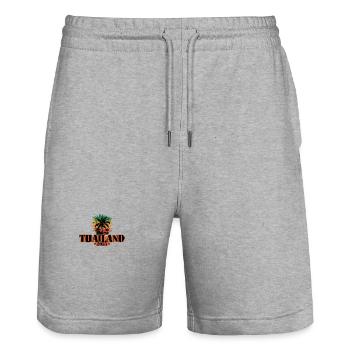 Thailand 2025 Palmen - Stanley/Stella Unisex Bio Joggingshorts Trainer  - Grau meliert - Vorne - Nik (191cm) & Marisol (170cm)