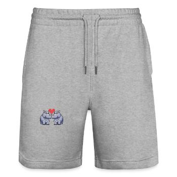 Hippopotamus Couple Valentine's Day - Stanley/Stella Trainer Unisex Organic Jogging Shorts - heather grey - Front - Nik (191cm) & Marisol (170cm)