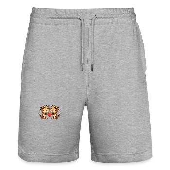 Leopard Paar Valentinstag - Stanley/Stella Unisex Bio Joggingshorts Trainer  - Grau meliert - Vorne - Nik (191cm) & Marisol (170cm)