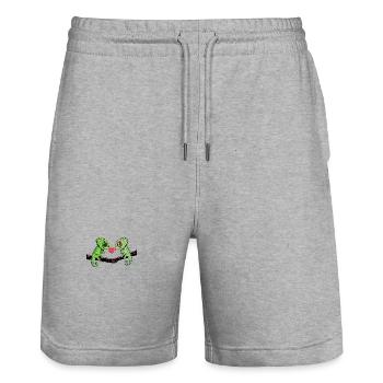 Chameleon Paar Valentinstag - Stanley/Stella Unisex Bio Joggingshorts Trainer  - Grau meliert - Vorne - Nik (191cm) & Marisol (170cm)
