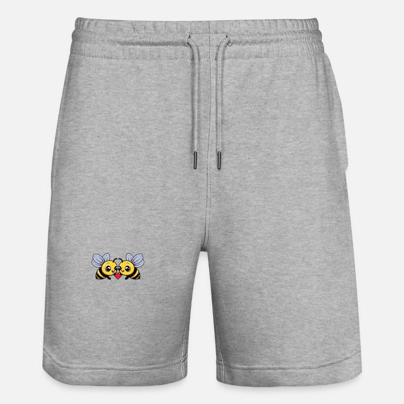 Couple d’abeilles Saint-Valentin - Short de jogging bio TRAINER Stanley/Stella unisexe - gris chiné