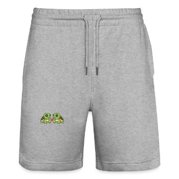Tortue Couple Saint-Valentin - Short de jogging bio TRAINER Stanley/Stella unisexe - gris chiné - Devant - Nik (191cm) & Marisol (170cm)