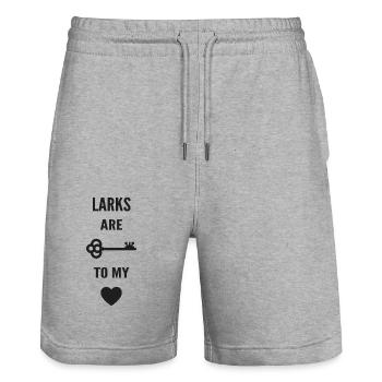 Lerchen sind der Schlüssel zu meinem Herzen - Stanley/Stella Unisex Bio Joggingshorts Trainer  - Grau meliert - Vorne - Nik (191cm) & Marisol (170cm)