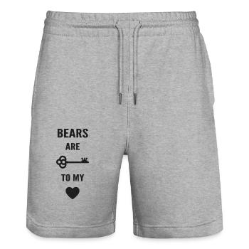 Bären sind der Schlüssel zu meinem Herzen - Stanley/Stella Unisex Bio Joggingshorts Trainer  - Grau meliert - Vorne - Nik (191cm) & Marisol (170cm)