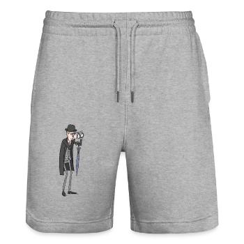 Englischer Geschäftsmann - Stanley/Stella Unisex Bio Joggingshorts Trainer  - Grau meliert - Vorne - Nik (191cm) & Marisol (170cm)