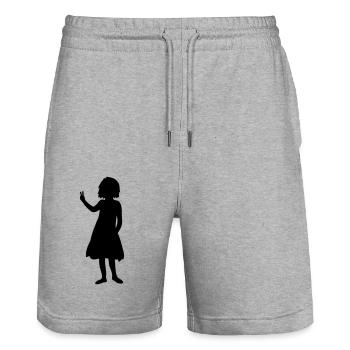 Peace Zeichen Mädchen Silhouette - Stanley/Stella Unisex Bio Joggingshorts Trainer  - Grau meliert - Vorne - Nik (191cm) & Marisol (170cm)