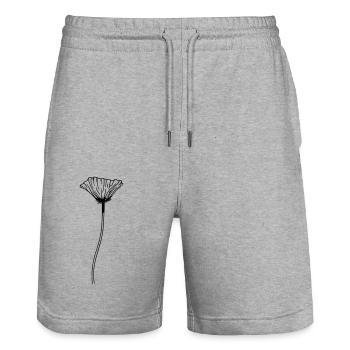 Fleur de pavot - Short de jogging bio TRAINER Stanley/Stella unisexe - gris chiné - Devant - Nik (191cm) & Marisol (170cm)