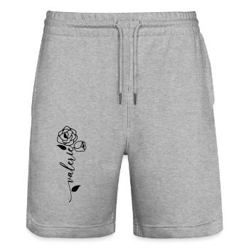 Valerie Surname First Name Name Flower - Stanley/Stella Trainer Unisex Organic Jogging Shorts - heather grey - Front - Nik (191cm) & Marisol (170cm)