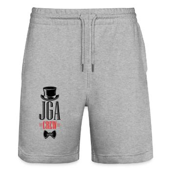 Jga Crew Junggesellenabschied - Stanley/Stella Unisex Bio Joggingshorts Trainer  - Grau meliert - Vorne - Nik (191cm) & Marisol (170cm)
