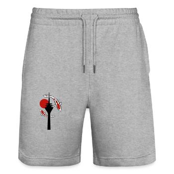 Japan goes Dusseldorf - Stanley/Stella Trainer Unisex Organic Jogging Shorts - heather grey - Front - Nik (191cm) & Marisol (170cm)