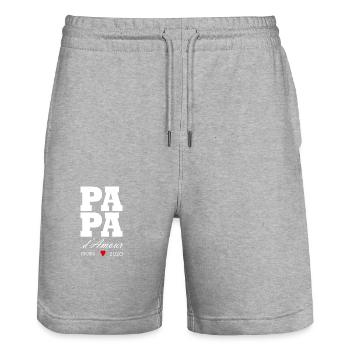 Liebevoller Papa seit 2020 - Stanley/Stella Unisex Bio Joggingshorts Trainer  - Grau meliert - Vorne - Nik (191cm) & Marisol (170cm)