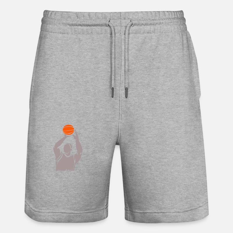 Basketball Player Silhouette - Stanley/Stella Unisex Bio Joggingshorts Trainer  - Grau meliert