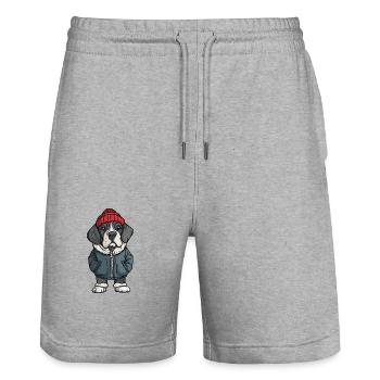Great Dane Dog Winter - Stanley/Stella Trainer Unisex Organic Jogging Shorts - heather grey - Front - Nik (191cm) & Marisol (170cm)